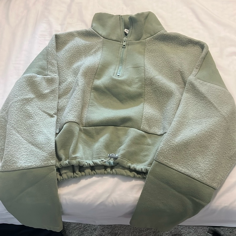Light Green Quarter Zip Topshop